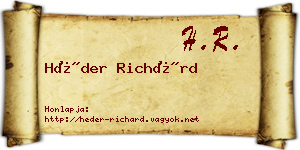 Héder Richárd névjegykártya